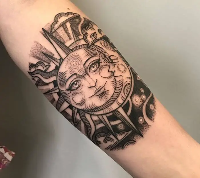 sun and moon tattoo