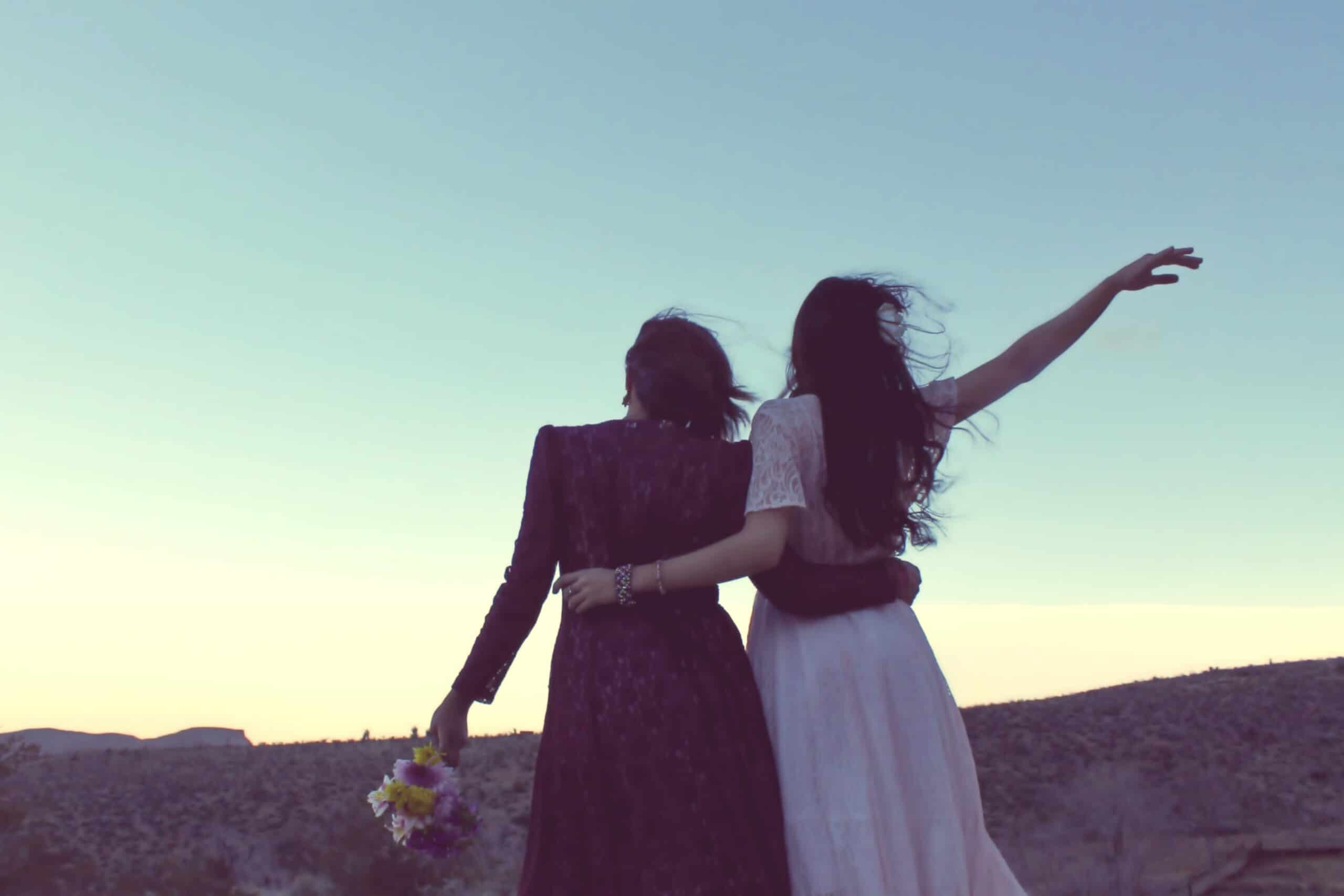 girlfriends, sunset, vintage