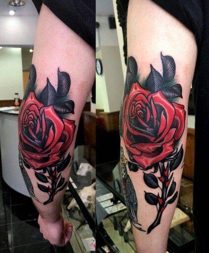 traditional rose tattoo