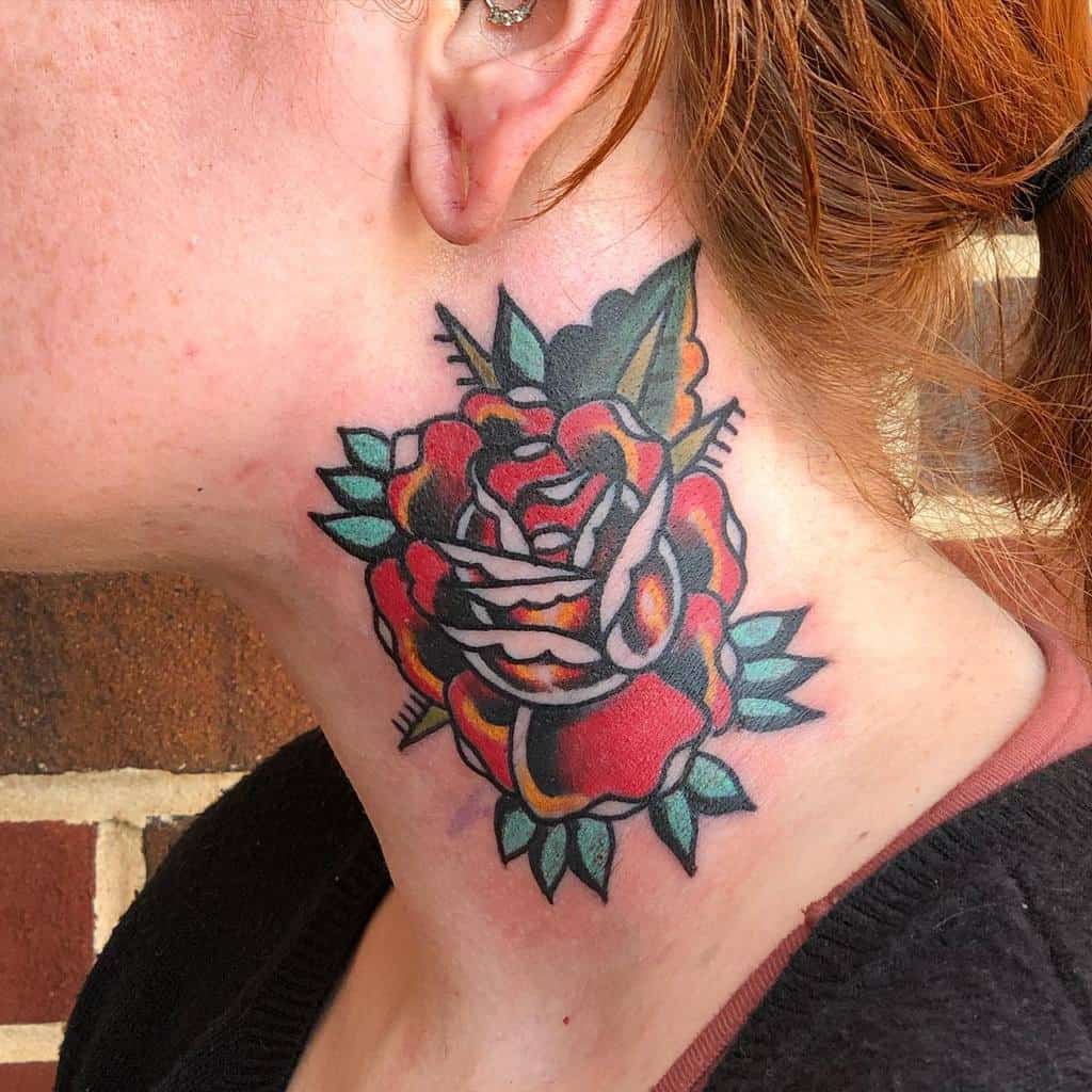 traditional rose tattoo