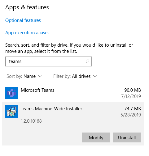 how to uninstall Microsoft Teams