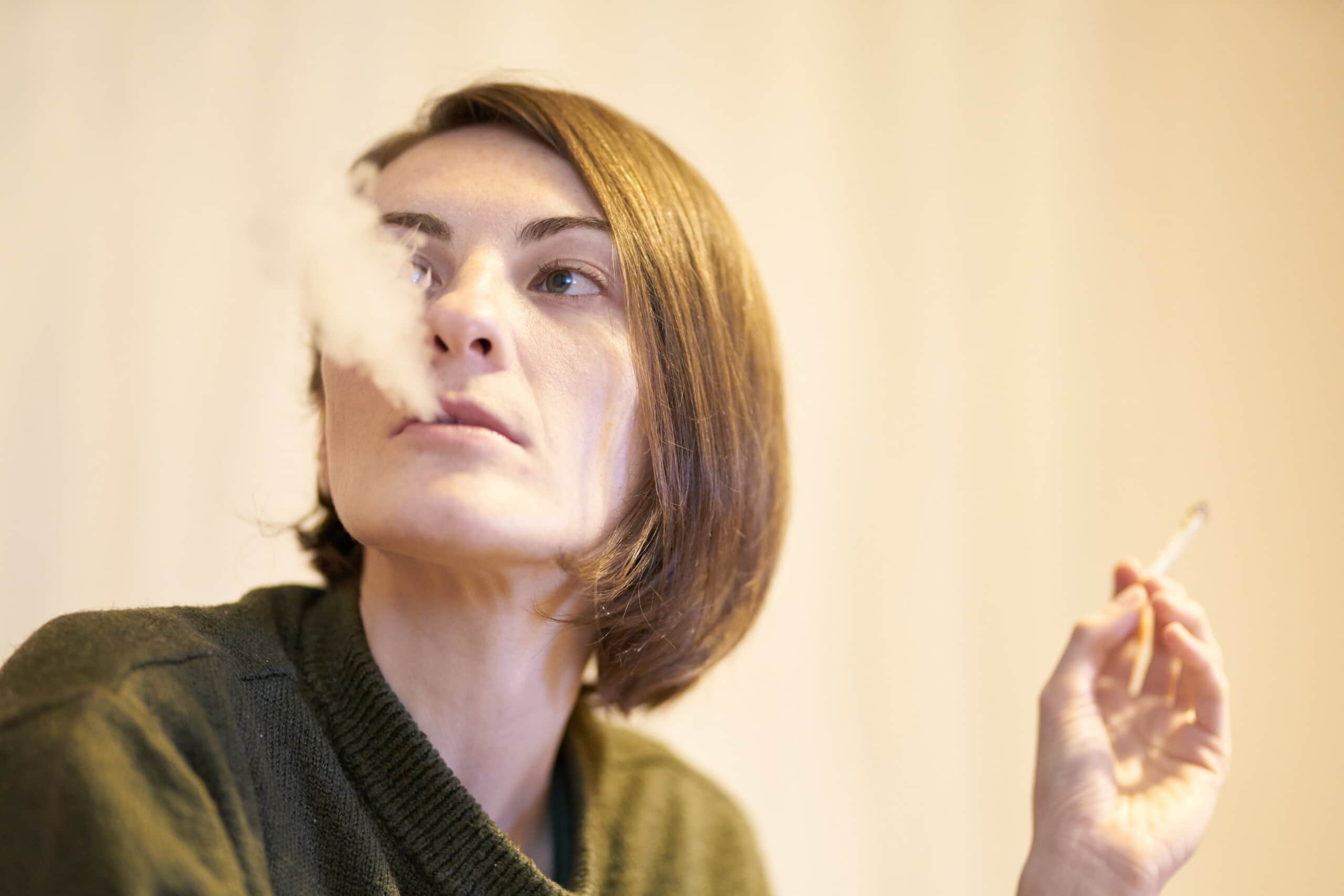 woman, cigarette, beautiful, post-viral cough