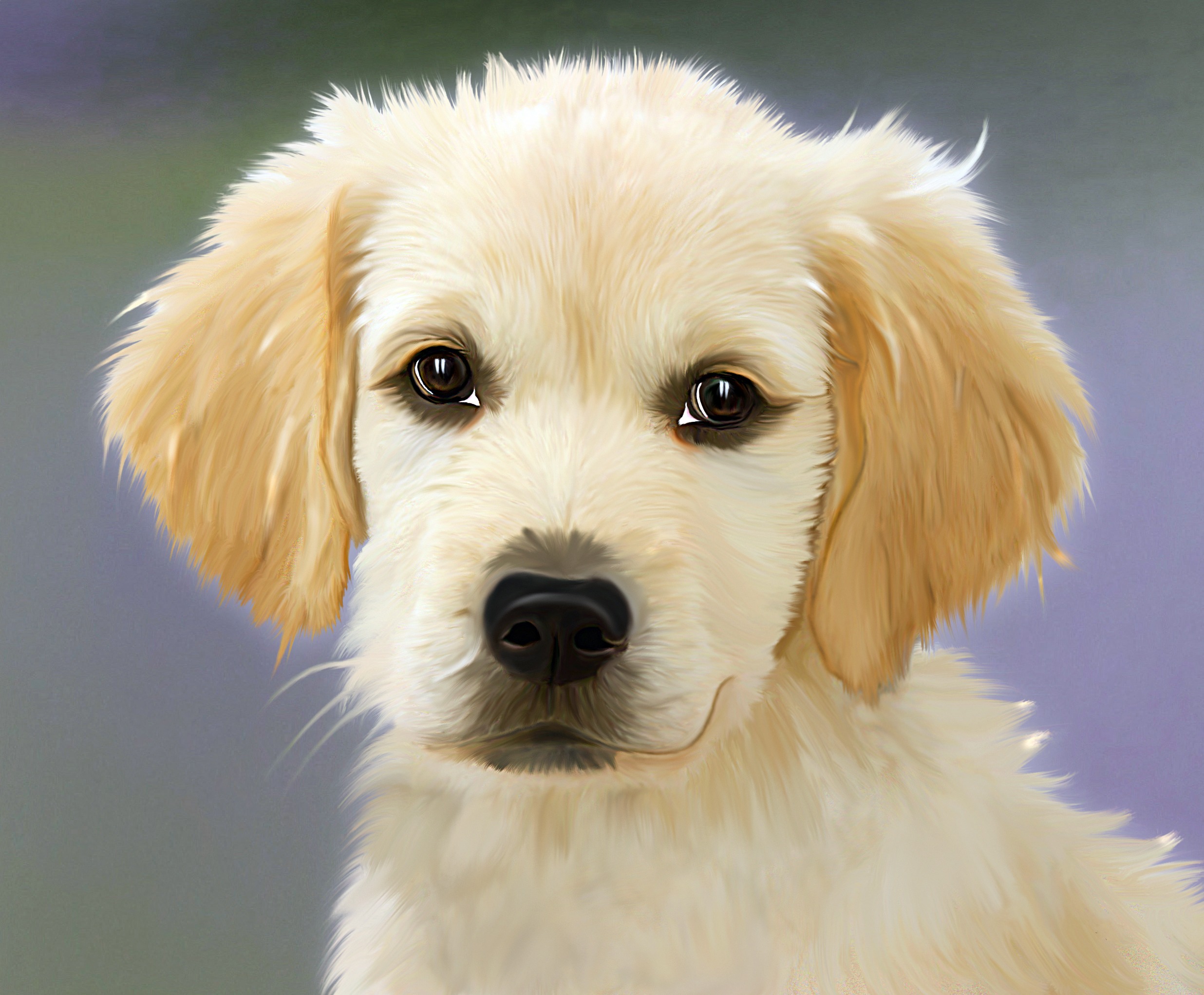 painting, dog, golden retriver