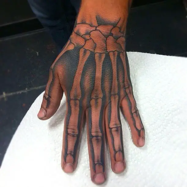 Skull hand tattoo