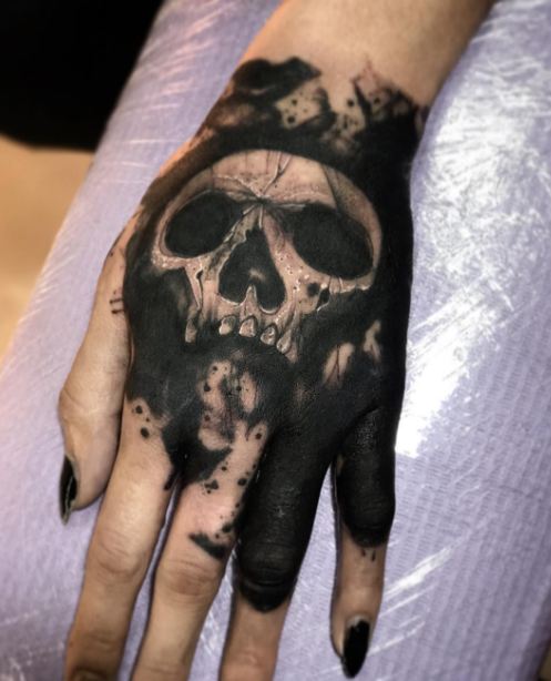 Skull hand tattoo