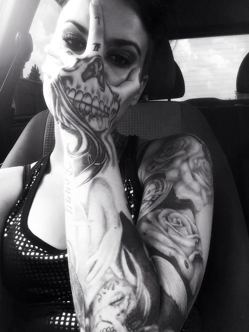 Skull hand tattoo