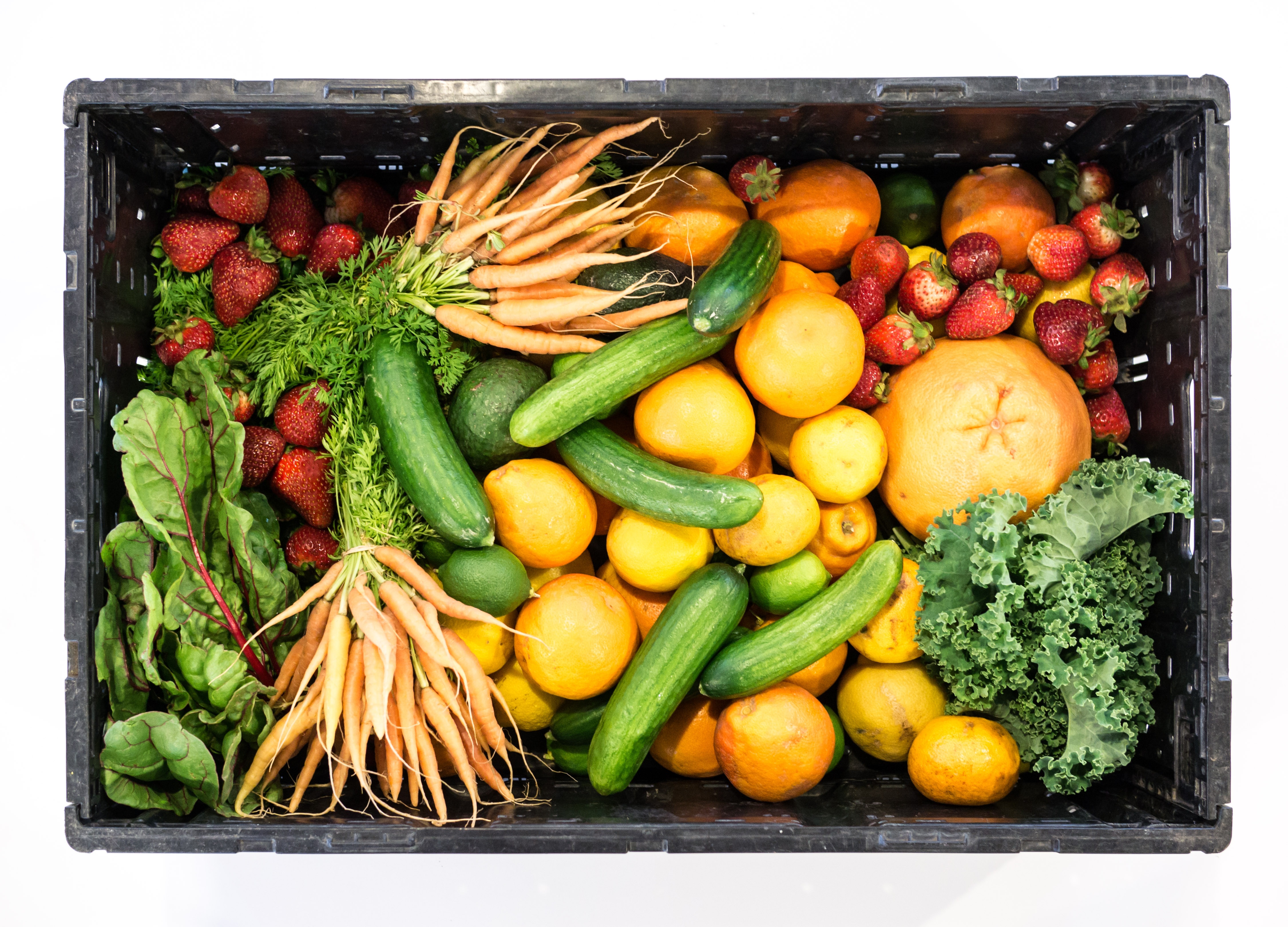 fruit, vegetables, box