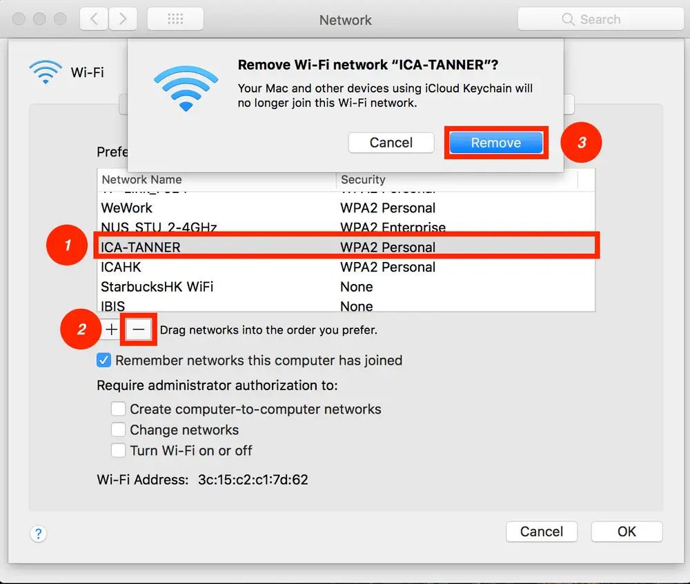 how to forget a wi-fi network on Mac