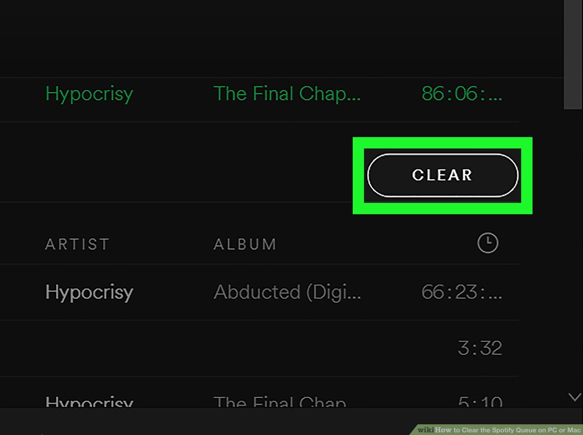 how to clear spotify queue