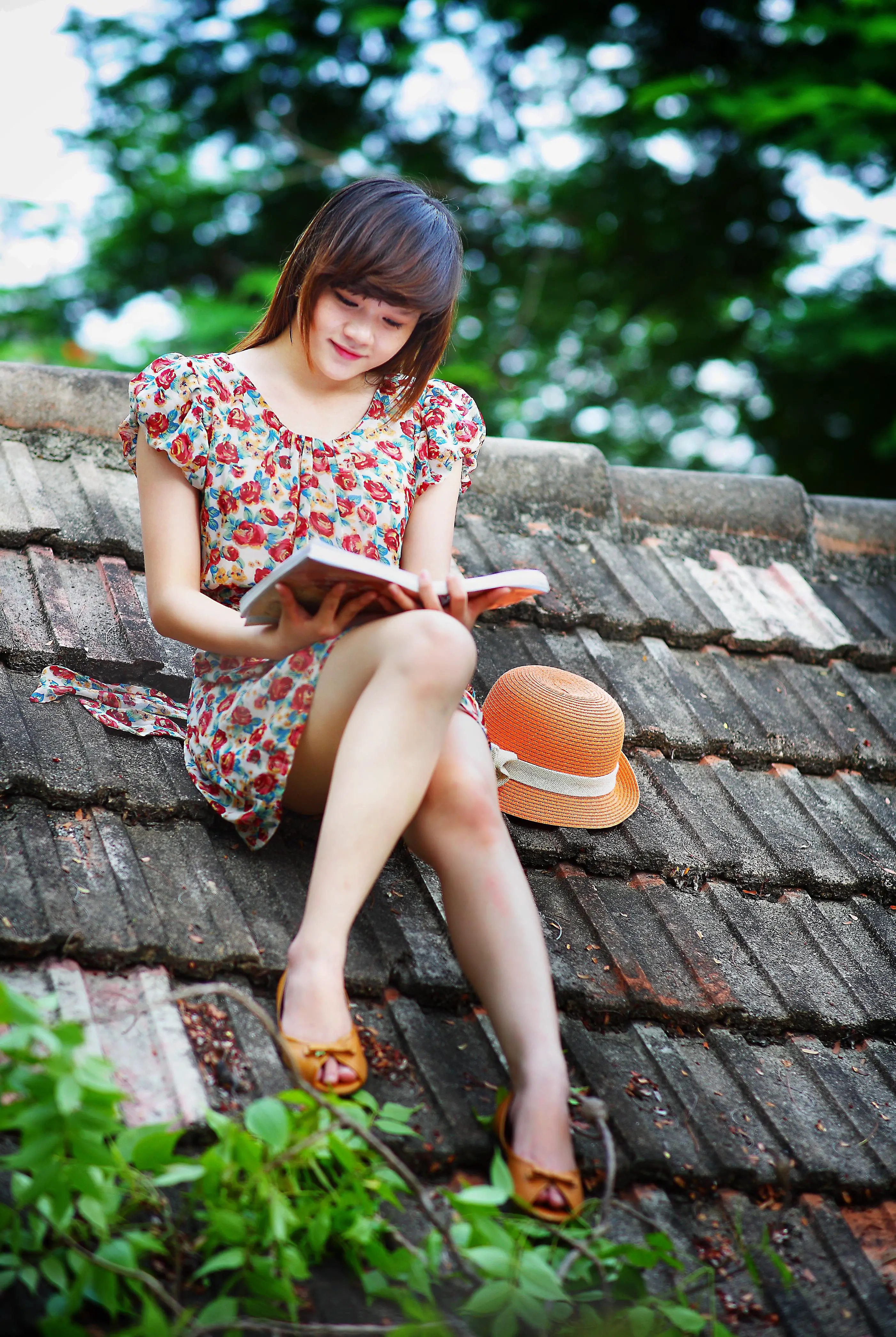 girl, reading, book