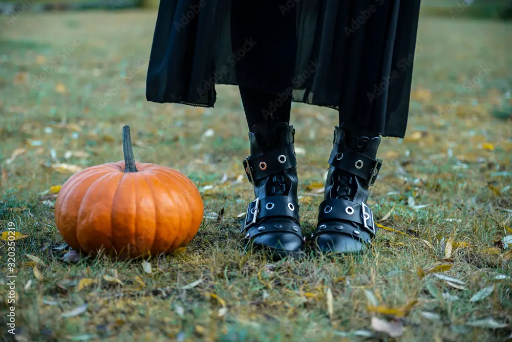 gothic outfit boots and pumpkin