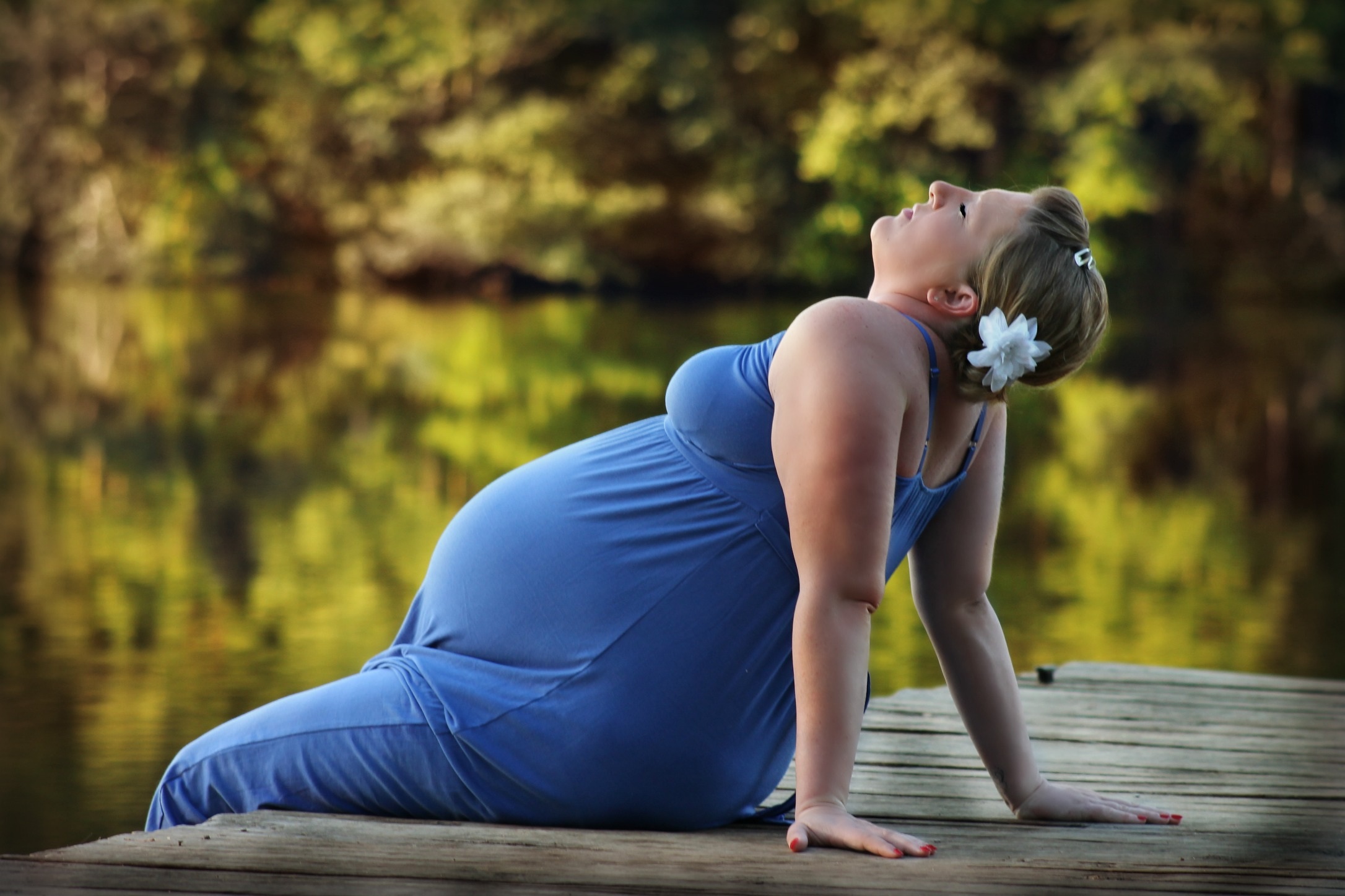 woman, pregnant, pier